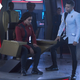 Sonequa Martin-Green's Captain Michael Burnham sits on a damaged Discovery bridge, as Wilson Cruz's Dr. Culber checks on her.